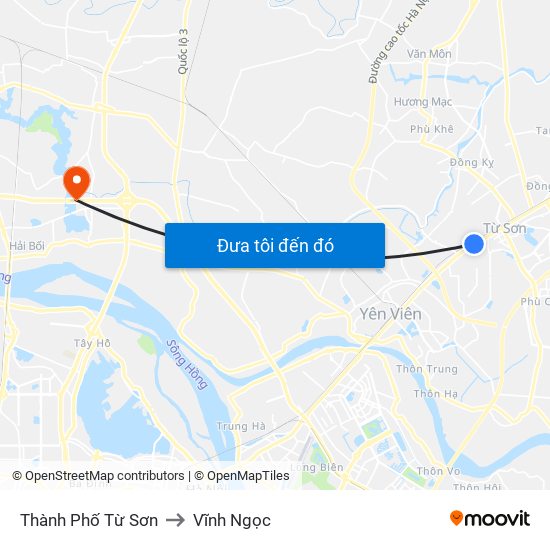 Thành Phố Từ Sơn to Vĩnh Ngọc map