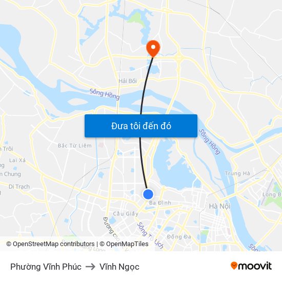 Phường Vĩnh Phúc to Vĩnh Ngọc map