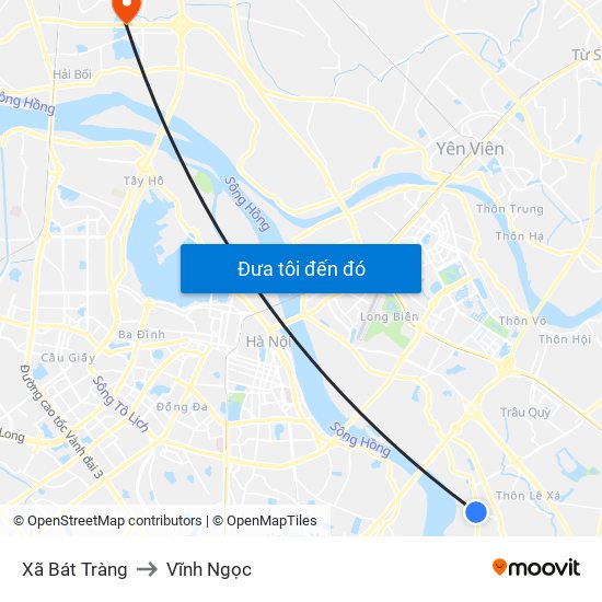 Xã Bát Tràng to Vĩnh Ngọc map