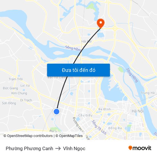 Phường Phương Canh to Vĩnh Ngọc map