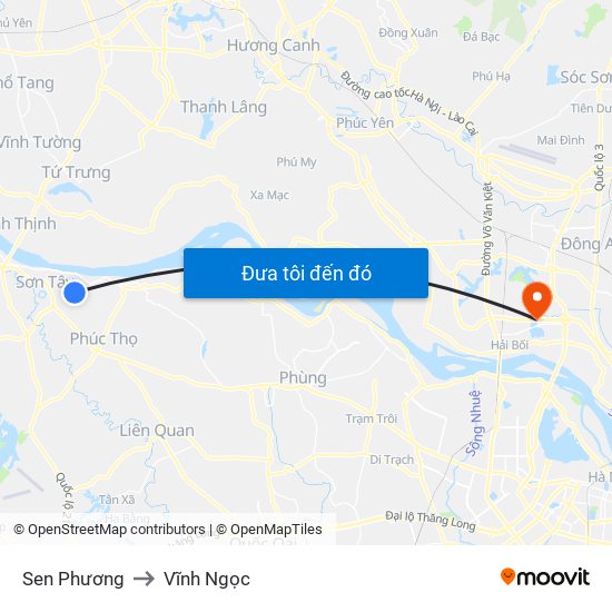Sen Phương to Vĩnh Ngọc map