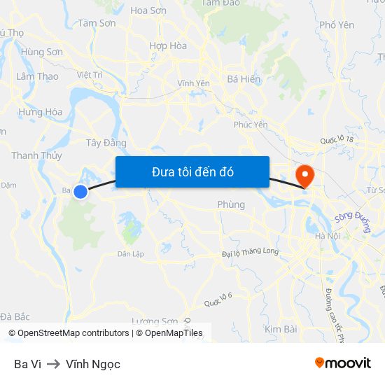 Ba Vì to Vĩnh Ngọc map