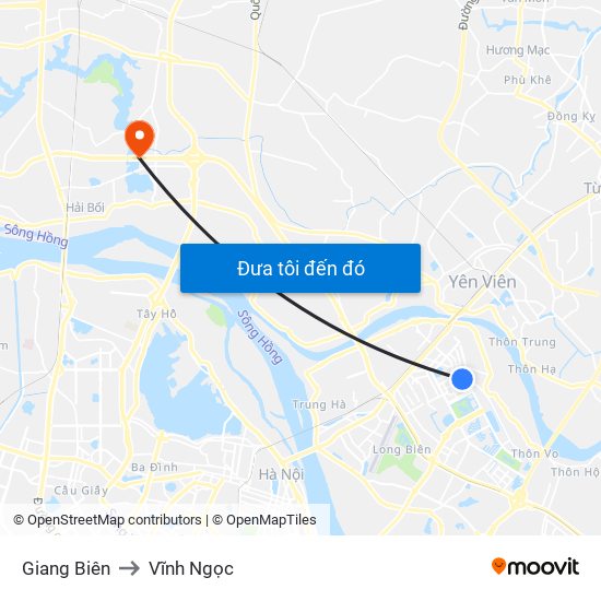 Giang Biên to Vĩnh Ngọc map