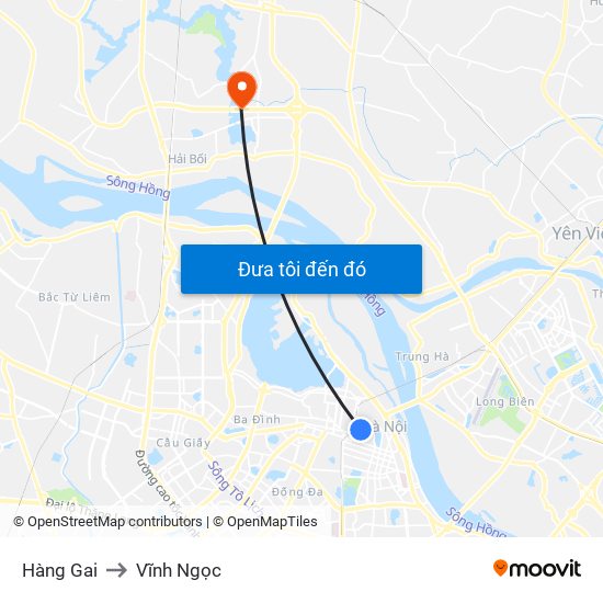Hàng Gai to Vĩnh Ngọc map