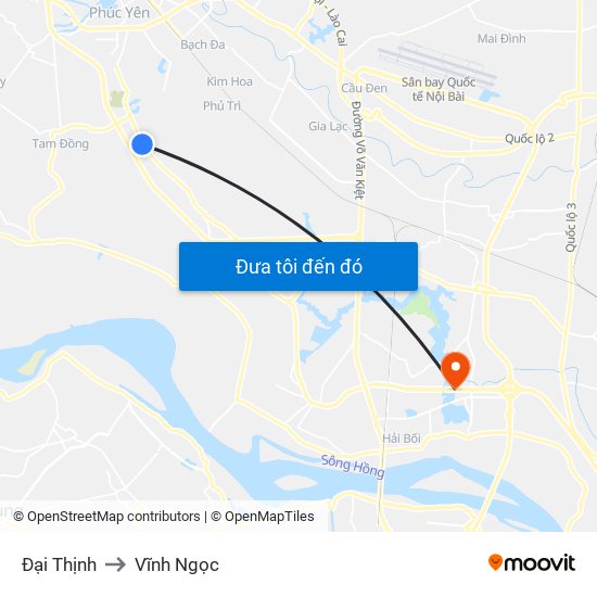 Đại Thịnh to Vĩnh Ngọc map