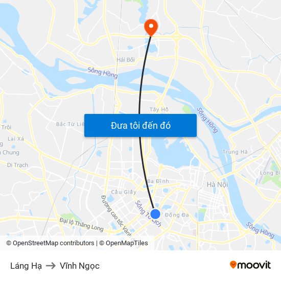 Láng Hạ to Vĩnh Ngọc map