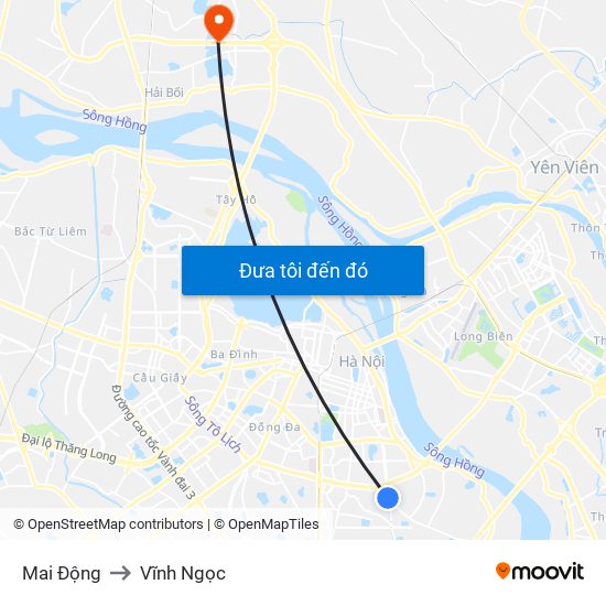 Mai Động to Vĩnh Ngọc map