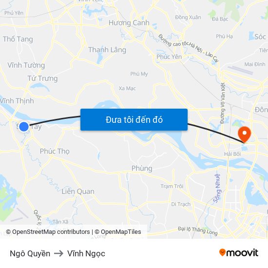 Ngô Quyền to Vĩnh Ngọc map