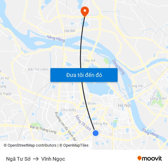 Ngã Tư Sở to Vĩnh Ngọc map