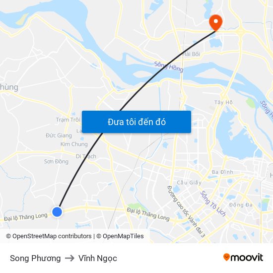 Song Phương to Vĩnh Ngọc map