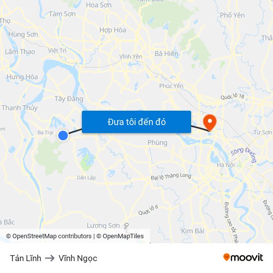 Tản Lĩnh to Vĩnh Ngọc map