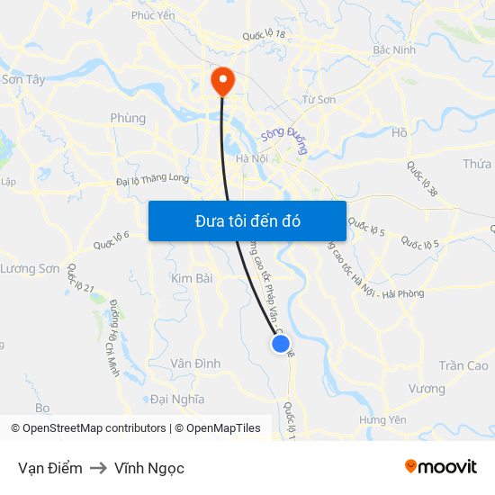 Vạn Điểm to Vĩnh Ngọc map