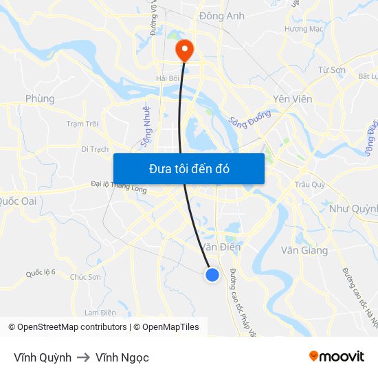 Vĩnh Quỳnh to Vĩnh Ngọc map