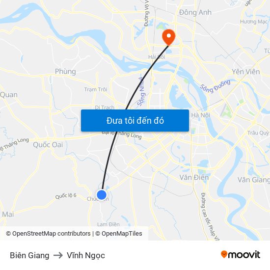 Biên Giang to Vĩnh Ngọc map