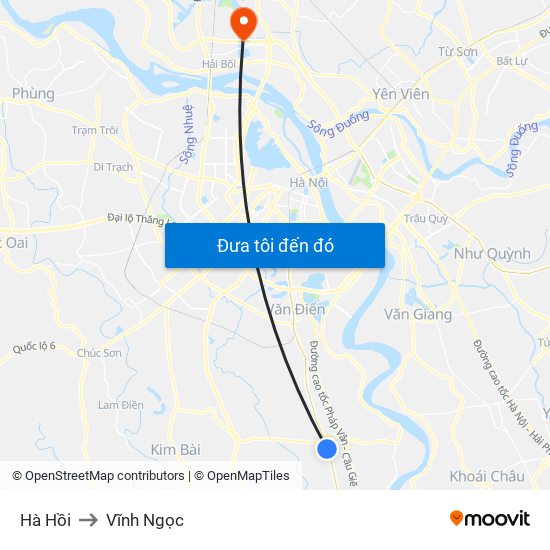 Hà Hồi to Vĩnh Ngọc map