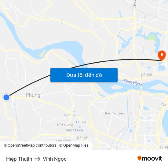 Hiệp Thuận to Vĩnh Ngọc map