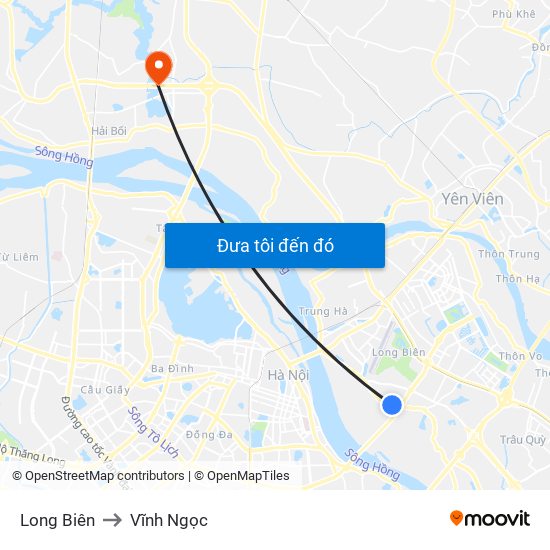 Long Biên to Vĩnh Ngọc map
