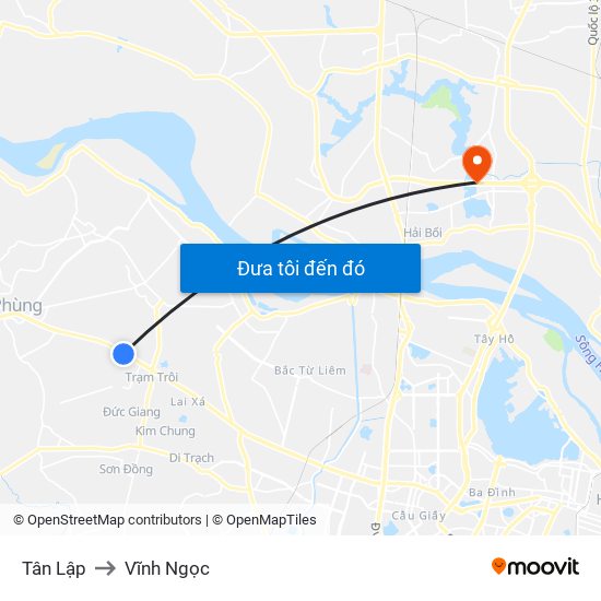 Tân Lập to Vĩnh Ngọc map