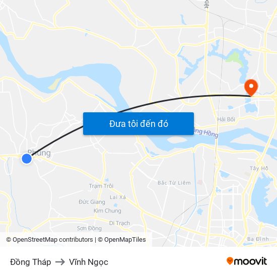 Đồng Tháp to Vĩnh Ngọc map