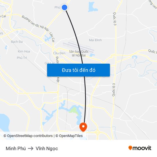 Minh Phú to Vĩnh Ngọc map