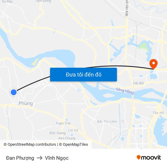 Đan Phượng to Vĩnh Ngọc map