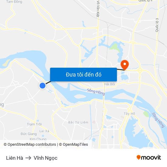 Liên Hà to Vĩnh Ngọc map