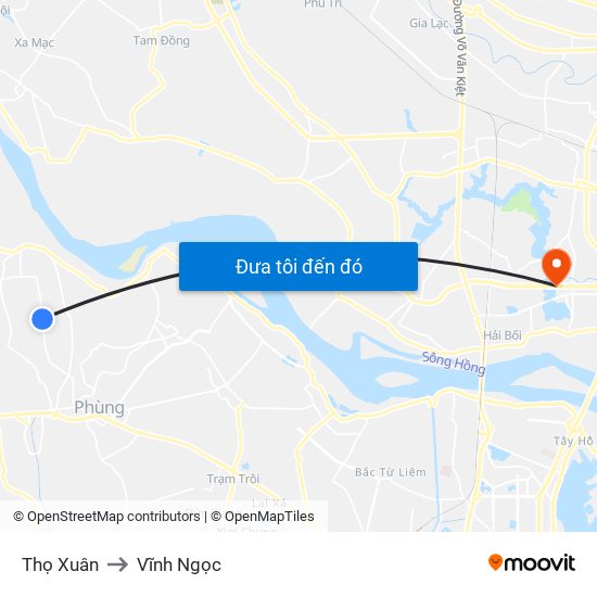 Thọ Xuân to Vĩnh Ngọc map