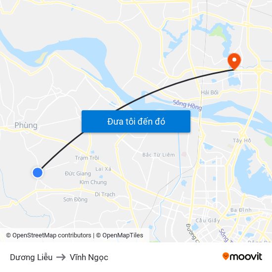 Dương Liễu to Vĩnh Ngọc map