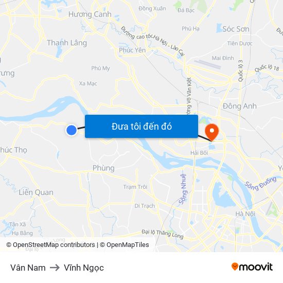Vân Nam to Vĩnh Ngọc map