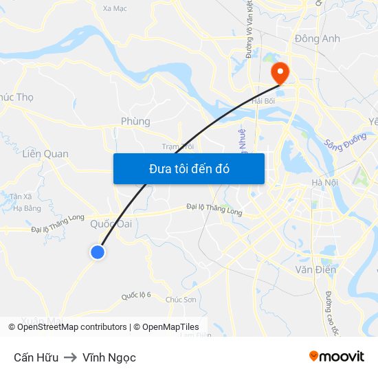 Cấn Hữu to Vĩnh Ngọc map