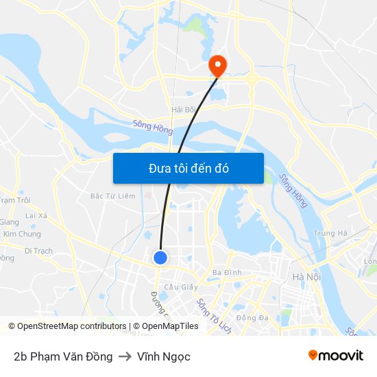 2b Phạm Văn Đồng to Vĩnh Ngọc map