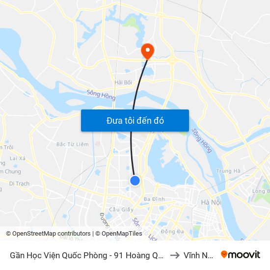 Gần Học Viện Quốc Phòng - 91 Hoàng Quốc Việt to Vĩnh Ngọc map