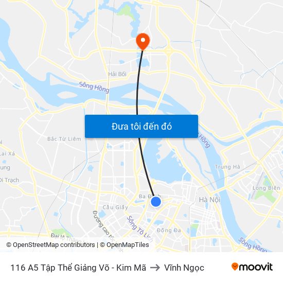 116 A5 Tập Thể Giảng Võ - Kim Mã to Vĩnh Ngọc map