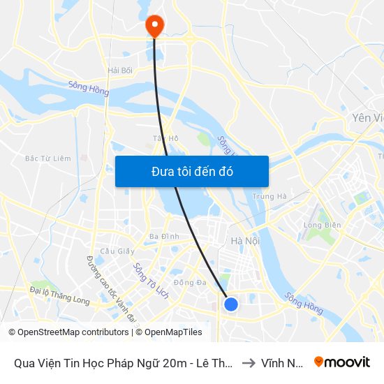 Qua Viện Tin Học Pháp Ngữ 20m - Lê Thanh Nghị to Vĩnh Ngọc map