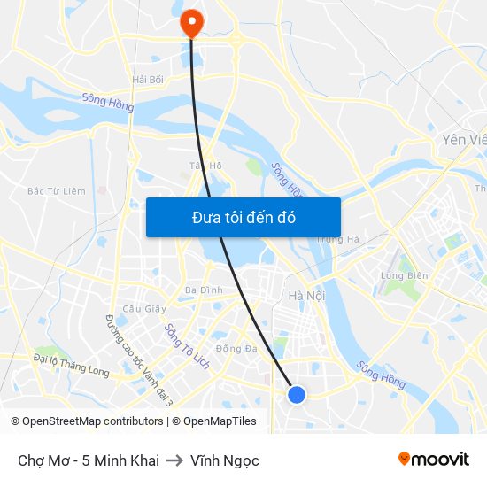 Chợ Mơ - 5 Minh Khai to Vĩnh Ngọc map