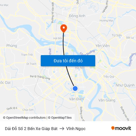 Dải Đỗ Số 2 Bến Xe Giáp Bát to Vĩnh Ngọc map