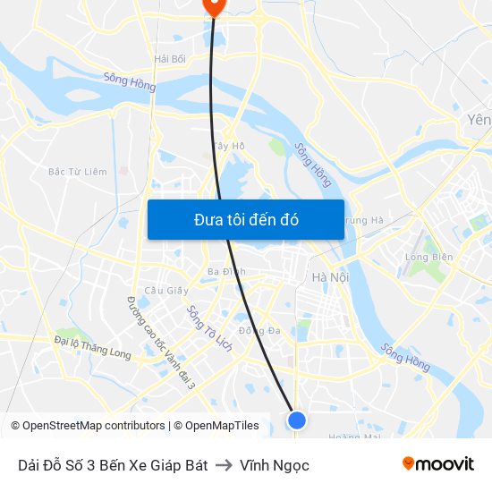 Dải Đỗ Số 3 Bến Xe Giáp Bát to Vĩnh Ngọc map