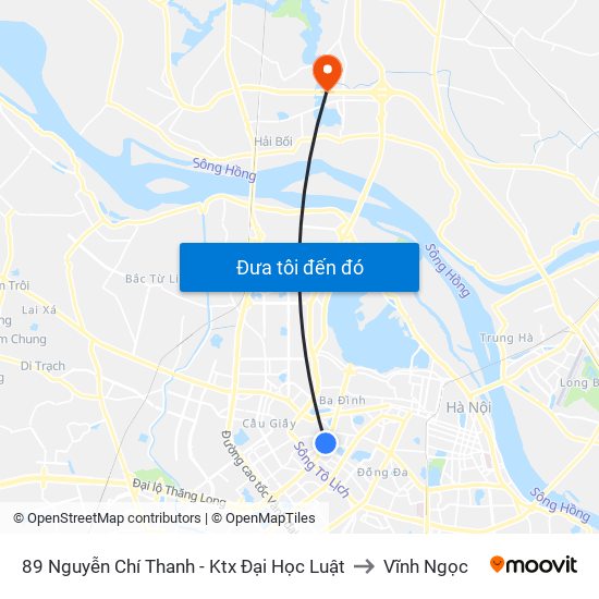 89 Nguyễn Chí Thanh - Ktx Đại Học Luật to Vĩnh Ngọc map