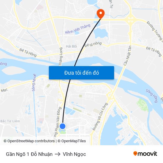 Gần Ngõ 1 Đỗ Nhuận to Vĩnh Ngọc map