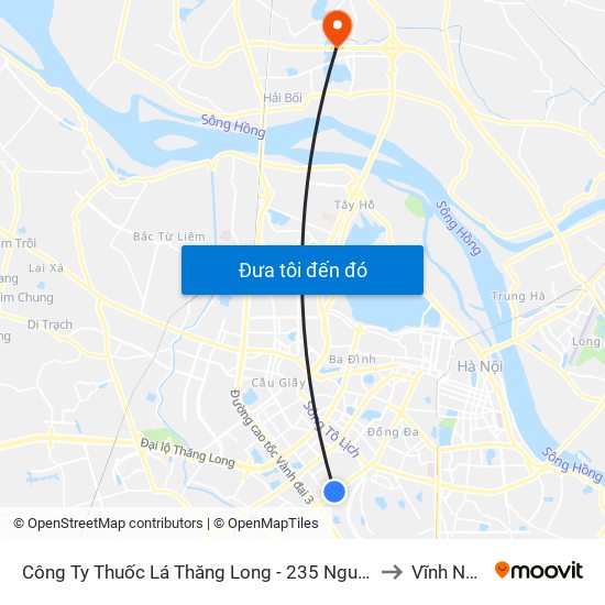 Công Ty Thuốc Lá Thăng Long - 235 Nguyễn Trãi to Vĩnh Ngọc map