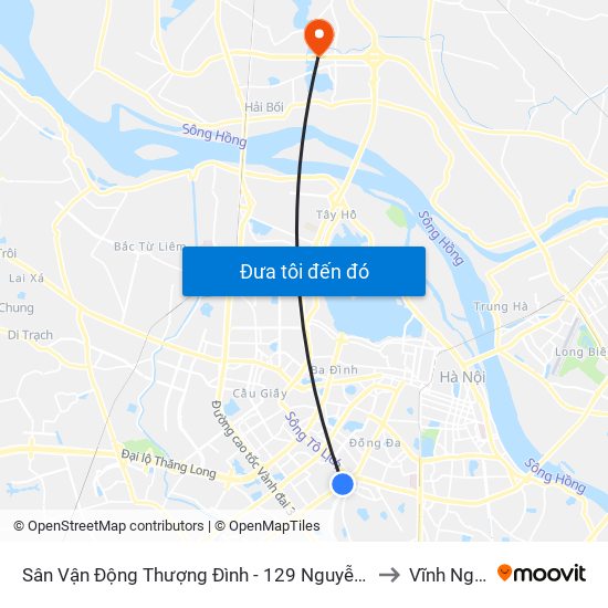 Sân Vận Động Thượng Đình - 129 Nguyễn Trãi to Vĩnh Ngọc map