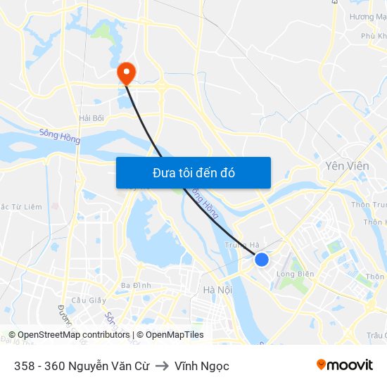 358 - 360 Nguyễn Văn Cừ to Vĩnh Ngọc map