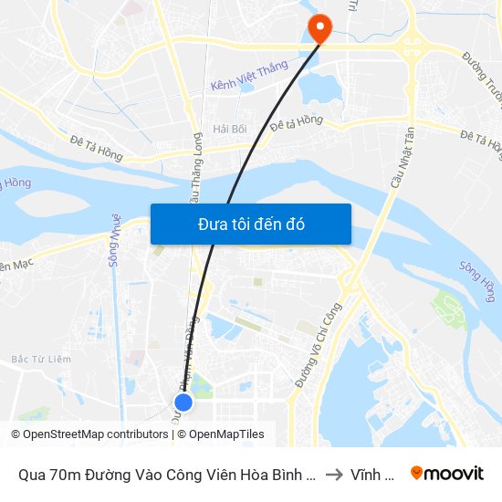 Qua 70m Đường Vào Công Viên Hòa Bình - Phạm Văn Đồng to Vĩnh Ngọc map