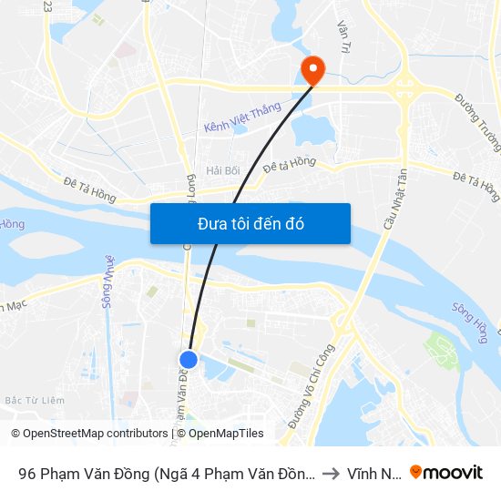 96 Phạm Văn Đồng (Ngã 4 Phạm Văn Đồng - Xuân Đỉnh) to Vĩnh Ngọc map