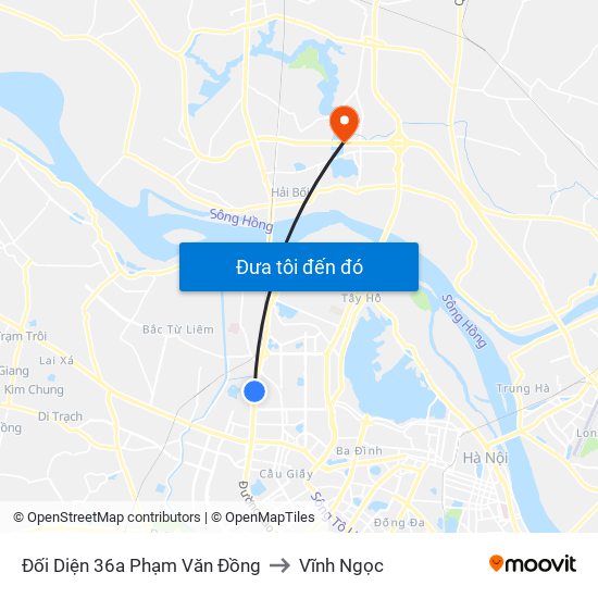 Đối Diện 36a Phạm Văn Đồng to Vĩnh Ngọc map