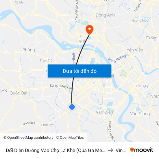 Đối Diện Đường Vào Chợ La Khê (Qua Ga Metro La Khê) - 405 Quang Trung (Hà Đông) to Vĩnh Ngọc map