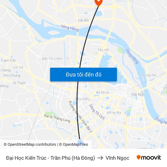 Đại Học Kiến Trúc - Trần Phú (Hà Đông) to Vĩnh Ngọc map