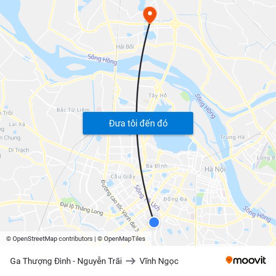 Ga Thượng Đình - Nguyễn Trãi to Vĩnh Ngọc map