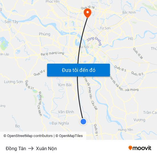 Đồng Tân to Đồng Tân map