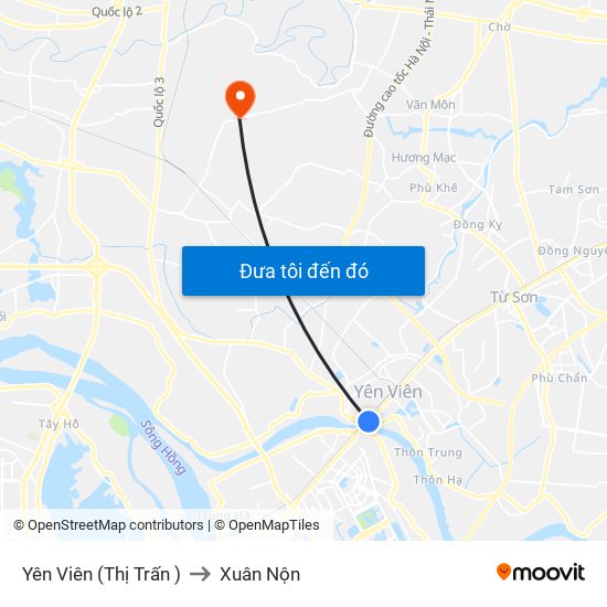 Yên Viên (Thị Trấn ) to Xuân Nộn map